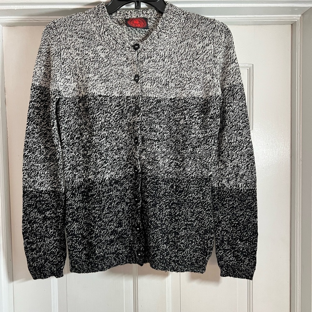 Happy Sheep Nepal cashmere cardigan sweater black grey melange Size Small